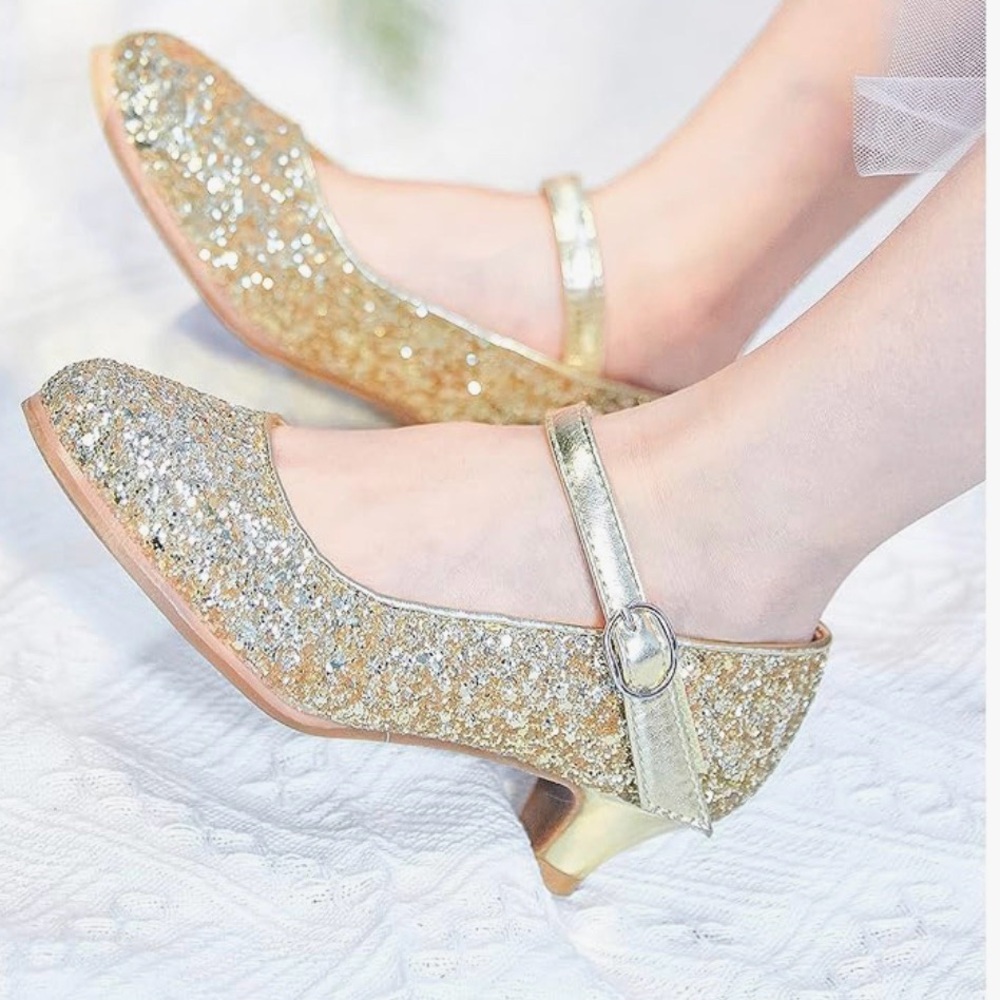 Gold Glitter Kids Shoes, size 13 - Picture 3 of 12